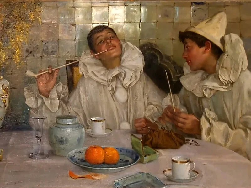 1854-Paul Hoecker - Pierrot con la pipa